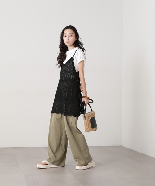 N.（N. Natural Beauty Basic）（エヌエヌナチュラルビューティーベーシック）の「カギアミ風ニットビスチェ（キャミソール・レディース・ブラック/オフホワイト/ダークブラウン・MEDIUM）」の13枚目の写真