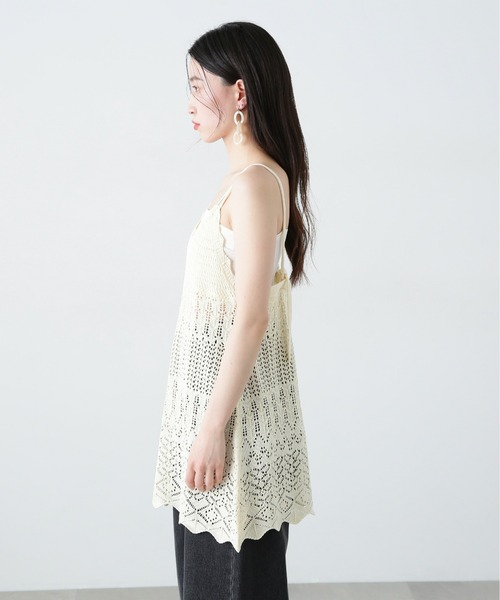 N.（N. Natural Beauty Basic）（エヌエヌナチュラルビューティーベーシック）の「カギアミ風ニットビスチェ（キャミソール・レディース・ブラック/オフホワイト/ダークブラウン・MEDIUM）」の21枚目の写真