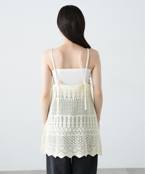 N.（N. Natural Beauty Basic）（エヌエヌナチュラルビューティーベーシック）の「カギアミ風ニットビスチェ（キャミソール・レディース・ブラック/オフホワイト/ダークブラウン・MEDIUM）」の22枚目の写真