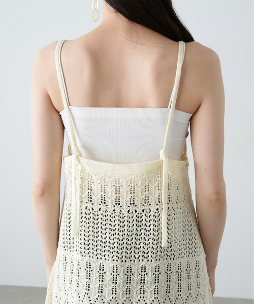 N.（N. Natural Beauty Basic）（エヌエヌナチュラルビューティーベーシック）の「カギアミ風ニットビスチェ（キャミソール・レディース・ブラック/オフホワイト/ダークブラウン・MEDIUM）」の17枚目の写真