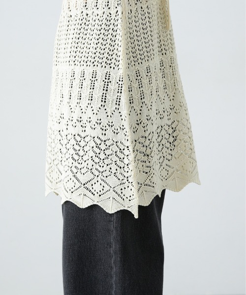 N.（N. Natural Beauty Basic）（エヌエヌナチュラルビューティーベーシック）の「カギアミ風ニットビスチェ（キャミソール・レディース・ブラック/オフホワイト/ダークブラウン・MEDIUM）」の19枚目の写真