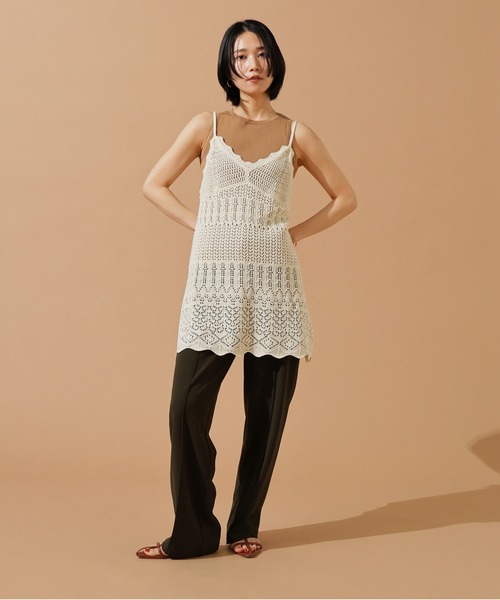 N.（N. Natural Beauty Basic）（エヌエヌナチュラルビューティーベーシック）の「カギアミ風ニットビスチェ（キャミソール・レディース・ブラック/オフホワイト/ダークブラウン・MEDIUM）」の6枚目の写真