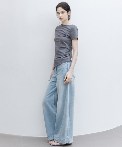 tageechita(タジチタ)の「【tageechita】アシンメトリーギャザー ボートネックTシャツ(Tシャツ/カットソー・レディース・ダークグレー/アッシュブラウン・S/M/L)」の21枚目の写真