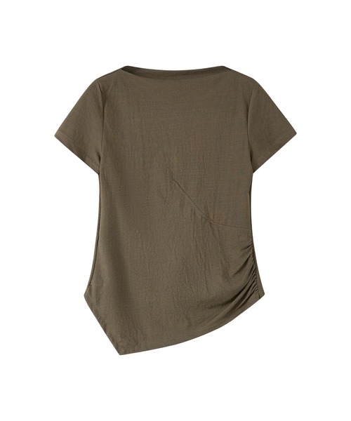 tageechita(タジチタ)の「【tageechita】アシンメトリーギャザー ボートネックTシャツ(Tシャツ/カットソー・レディース・ダークグレー/アッシュブラウン・S/M/L)」の12枚目の写真