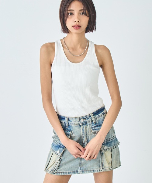 ANAP（アナップ）の「リブ タンクトップ（タンクトップ・レディース・ピンク/ライトグレー/ホワイト/ライトブルー/ブラック・FREE）」の19枚目の写真