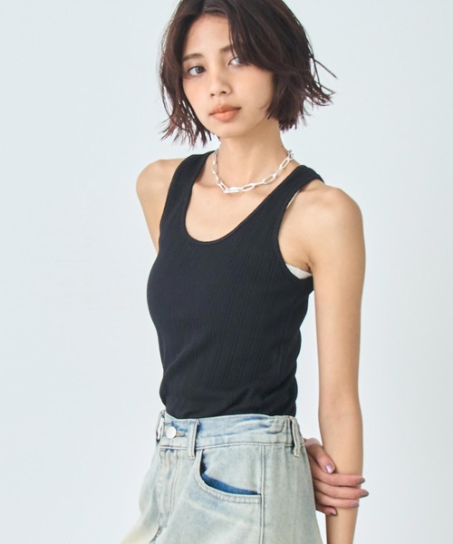 ANAP（アナップ）の「リブ タンクトップ（タンクトップ・レディース・ピンク/ライトグレー/ホワイト/ライトブルー/ブラック・FREE）」の18枚目の写真