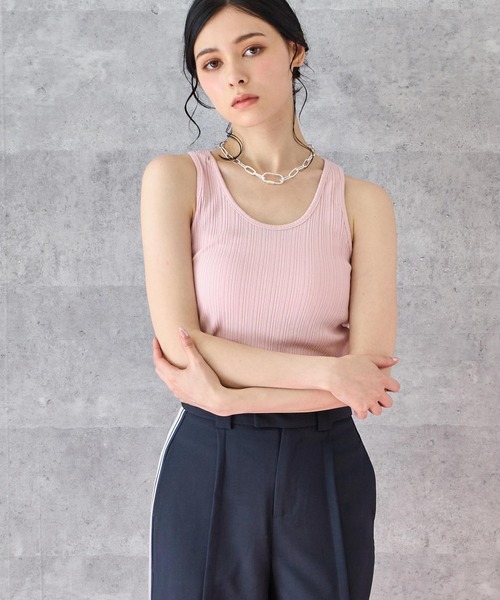 ANAP（アナップ）の「リブ タンクトップ（タンクトップ・レディース・ピンク/ライトグレー/ホワイト/ライトブルー/ブラック・FREE）」の14枚目の写真