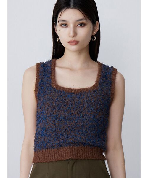 MURUA（ムルーア）の「2WAYMIXヤーンニット（ニット/セーター・レディース・アイボリー/ブラック/ブラウン・FREE）」の3枚目の写真