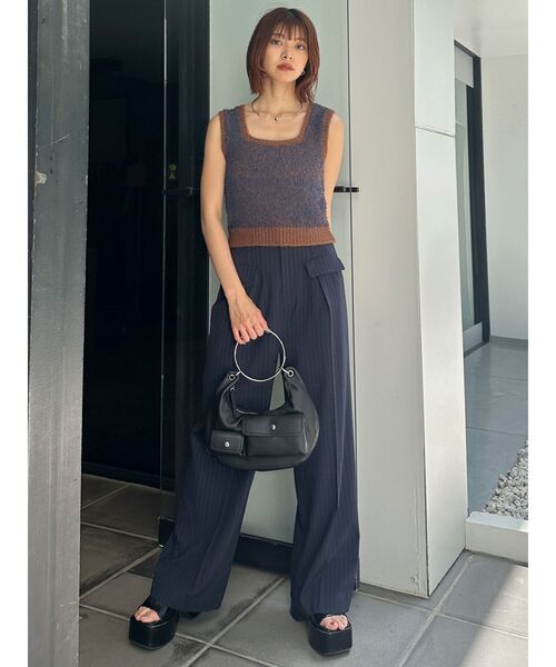 MURUA（ムルーア）の「2WAYMIXヤーンニット（ニット/セーター・レディース・アイボリー/ブラック/ブラウン・FREE）」の5枚目の写真