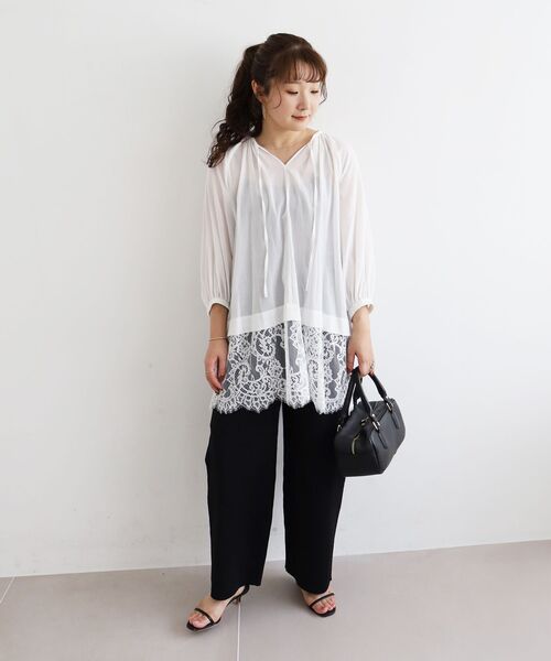 le.coeur blanc(ルクールブラン)の「レースヘムスキッパーブラウス(シャツ/ブラウス・レディース・ブラック/オフホワイト・38)」の14枚目の写真