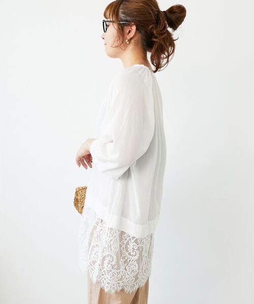 le.coeur blanc(ルクールブラン)の「レースヘムスキッパーブラウス(シャツ/ブラウス・レディース・ブラック/オフホワイト・38)」の20枚目の写真