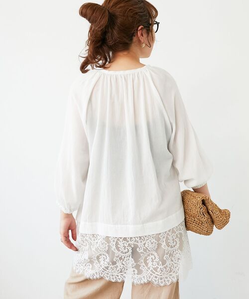 le.coeur blanc(ルクールブラン)の「レースヘムスキッパーブラウス(シャツ/ブラウス・レディース・ブラック/オフホワイト・38)」の21枚目の写真