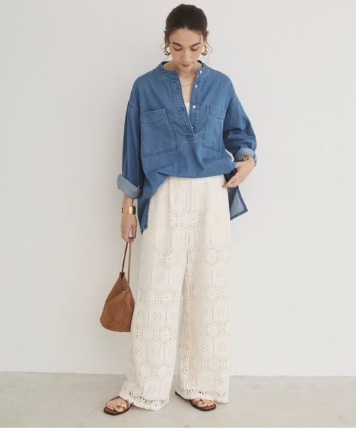 ANGIE（アンジー）の「クロシェ レース ワイド イージーパンツ（その他パンツ・レディース・アイボリー/ブラック・FREE）」の2枚目の写真