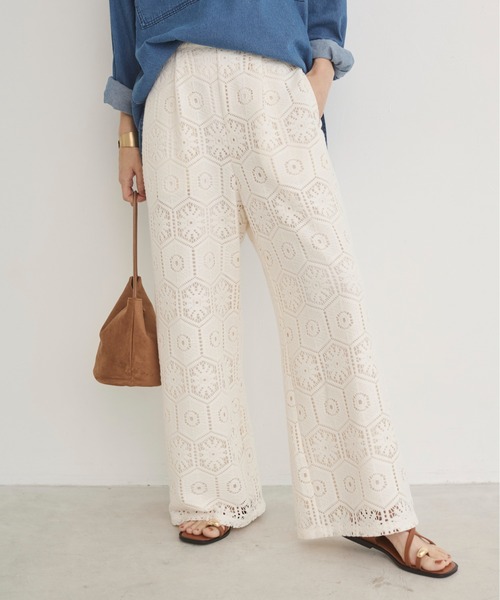 ANGIE（アンジー）の「クロシェ レース ワイド イージーパンツ（その他パンツ・レディース・アイボリー/ブラック・FREE）」の8枚目の写真