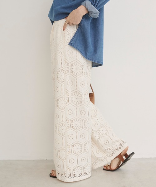 ANGIE（アンジー）の「クロシェ レース ワイド イージーパンツ（その他パンツ・レディース・アイボリー/ブラック・FREE）」の10枚目の写真