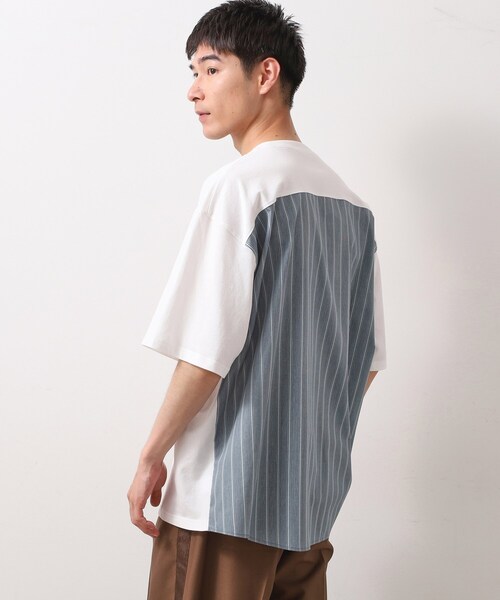 THE SHOP TK (ザ ショップ ティーケー )の「エシカルブロード切替Tシャツ 洗濯機OK(Tシャツ/カットソー・メンズ・ホワイト系5/ブラック系2・02/03/04)」の1枚目の写真
