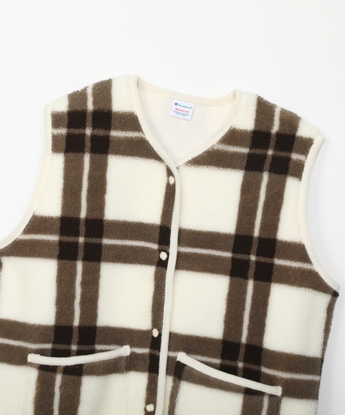 Champion（チャンピオン）の「【Champion/チャンピオン】レディース チェックスナップベスト（ベスト・レディース・ブラウン/アイボリー/ネイビー・MEDIUM/LARGE）」の5枚目の写真