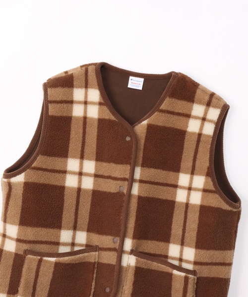 Champion（チャンピオン）の「【Champion/チャンピオン】レディース チェックスナップベスト（ベスト・レディース・ブラウン/アイボリー/ネイビー・MEDIUM/LARGE）」の8枚目の写真
