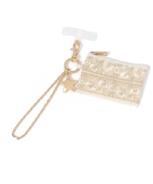 GLOBAL WORK(グローバルワーク)の「刺繍ポーチチャーム/498011(キーケース/キーアクセサリー・レディース・グレー/ホワイト/ベージュ・FREE)」の2枚目の写真