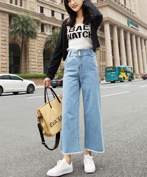 urge:(アージコロン )の「【URGE:】ハイウエスト 切りっぱなし 裾フリンジ デニム パンツ(デニムパンツ・レディース・ブルー/ライトブルー・X-LARGE/LARGE/MEDIUM/SMALL)」の7枚目の写真