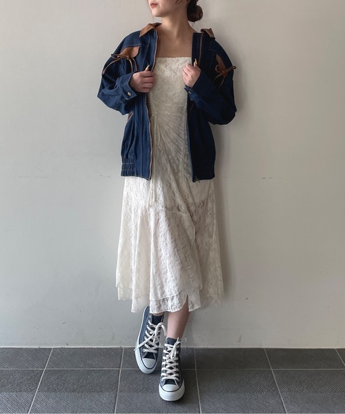 one way（ワンウェイ）の「パイピングリボンジャケット（ブルゾン・レディース・ネイビー/ブラウン/ブルー・FREE）」の2枚目の写真