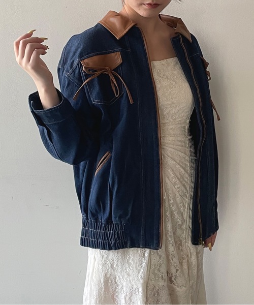 one way（ワンウェイ）の「パイピングリボンジャケット（ブルゾン・レディース・ネイビー/ブラウン/ブルー・FREE）」の15枚目の写真