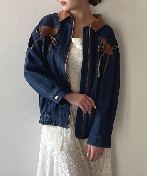 one way（ワンウェイ）の「パイピングリボンジャケット（ブルゾン・レディース・ネイビー/ブラウン/ブルー・FREE）」の16枚目の写真