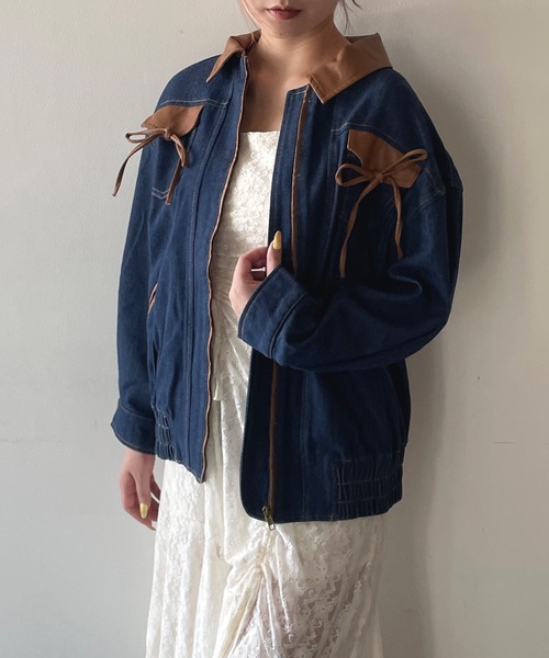 one way（ワンウェイ）の「パイピングリボンジャケット（ブルゾン・レディース・ネイビー/ブラウン/ブルー・FREE）」の17枚目の写真