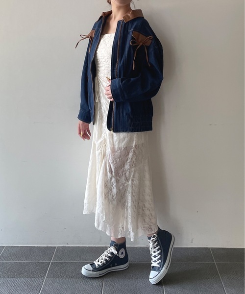 one way（ワンウェイ）の「パイピングリボンジャケット（ブルゾン・レディース・ネイビー/ブラウン/ブルー・FREE）」の6枚目の写真