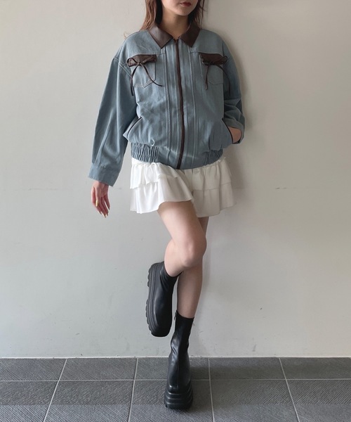 one way（ワンウェイ）の「パイピングリボンジャケット（ブルゾン・レディース・ネイビー/ブラウン/ブルー・FREE）」の11枚目の写真