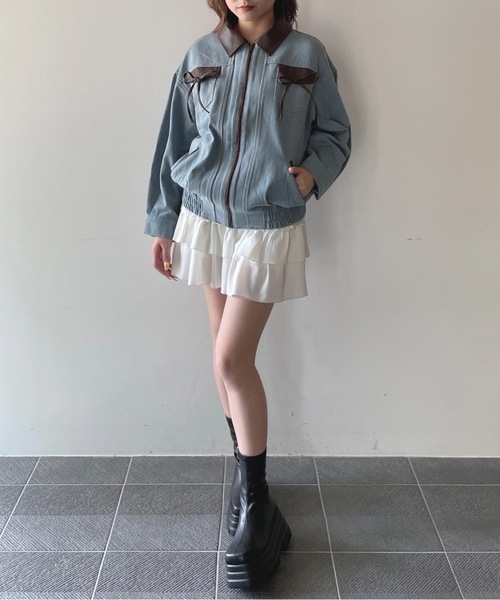 one way（ワンウェイ）の「パイピングリボンジャケット（ブルゾン・レディース・ネイビー/ブラウン/ブルー・FREE）」の12枚目の写真