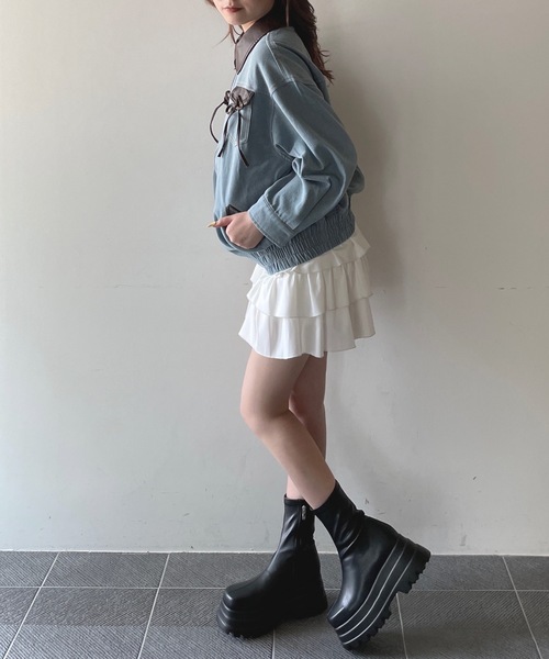 one way（ワンウェイ）の「パイピングリボンジャケット（ブルゾン・レディース・ネイビー/ブラウン/ブルー・FREE）」の13枚目の写真