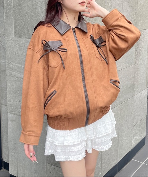 one way（ワンウェイ）の「パイピングリボンジャケット（ブルゾン・レディース・ネイビー/ブラウン/ブルー・FREE）」の18枚目の写真