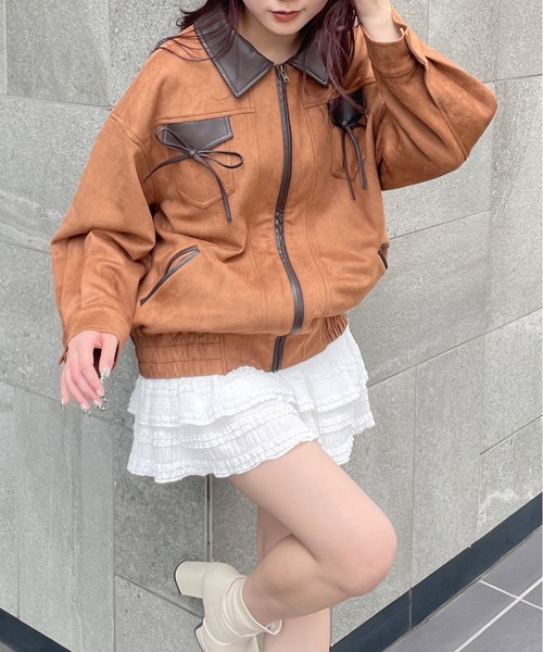 one way（ワンウェイ）の「パイピングリボンジャケット（ブルゾン・レディース・ネイビー/ブラウン/ブルー・FREE）」の20枚目の写真