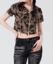 Chick（チック）の「Double Zip Hooded Top / ダブルジップ フード付きトップス（Tシャツ/カットソー）」