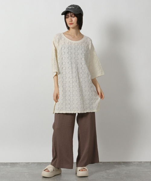 LAKOLE(ラコレ)の「カットレースプルオーバー半袖 / 579053(Tシャツ/カットソー・レディース・イエロー/ブラック/アイボリー・FREE)」の6枚目の写真