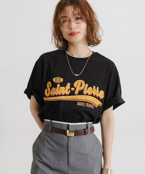 studio CLIP(スタディオクリップ)の「【daily CLIP】AMOU ショートスリーブT(Tシャツ/カットソー・レディース・ブラック/オフホワイト/ホワイト/ライトグレー/ダークグレー/チャコール・FREE)」の5枚目の写真