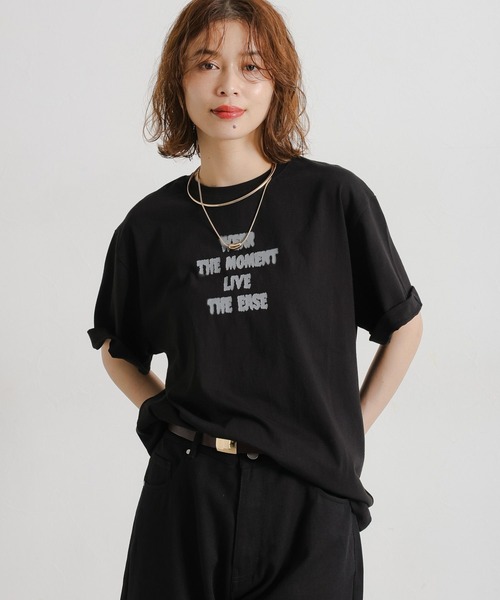 studio CLIP(スタディオクリップ)の「【daily CLIP】AMOU ショートスリーブT(Tシャツ/カットソー・レディース・ブラック/オフホワイト/ホワイト/ライトグレー/ダークグレー/チャコール・FREE)」の4枚目の写真