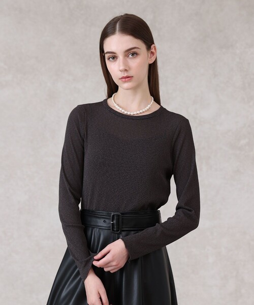 ANAYI（アナイ）の「ラメドライテレコクルー プルオーバー（Tシャツ/カットソー・レディース・ブラック/アイボリー/モカ/チャコールグレー・38/36）」の3枚目の写真