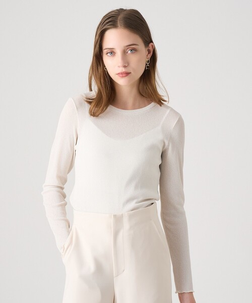 ANAYI（アナイ）の「ラメドライテレコクルー プルオーバー（Tシャツ/カットソー・レディース・ブラック/アイボリー/モカ/チャコールグレー・38/36）」の2枚目の写真