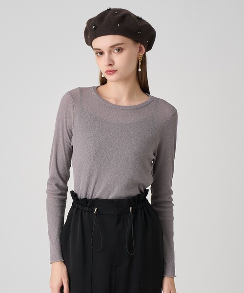 ANAYI（アナイ）の「ラメドライテレコクルー プルオーバー（Tシャツ/カットソー・レディース・ブラック/アイボリー/モカ/チャコールグレー・38/36）」の4枚目の写真