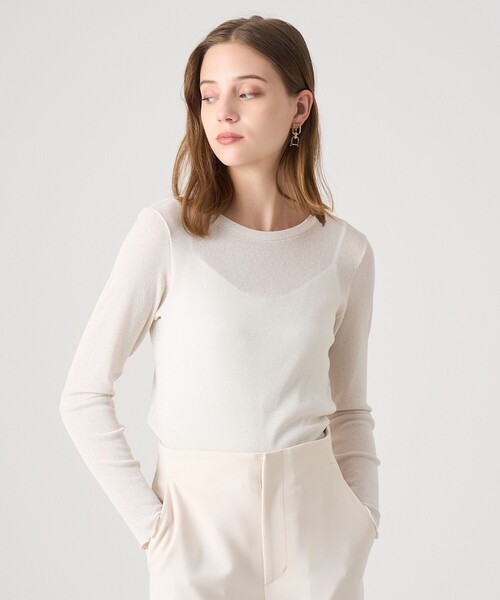 ANAYI（アナイ）の「ラメドライテレコクルー プルオーバー（Tシャツ/カットソー・レディース・ブラック/アイボリー/モカ/チャコールグレー・38/36）」の8枚目の写真