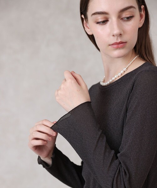 ANAYI（アナイ）の「ラメドライテレコクルー プルオーバー（Tシャツ/カットソー・レディース・ブラック/アイボリー/モカ/チャコールグレー・38/36）」の21枚目の写真