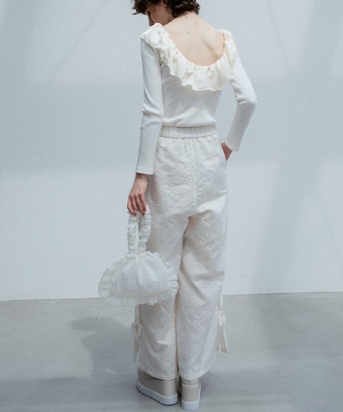 HONEY MI HONEY（ハニーミーハニー）の「side ribbon jacquard pants（その他パンツ・レディース・ベージュ/ブラック/オフホワイト・FREE）」の5枚目の写真