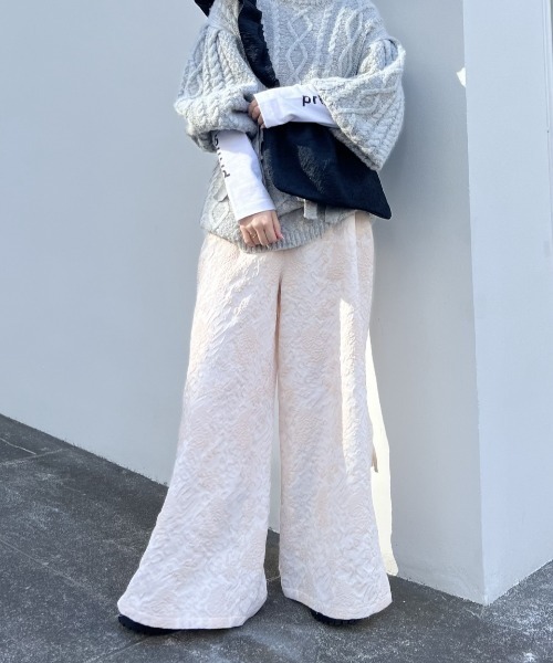 HONEY MI HONEY（ハニーミーハニー）の「side ribbon jacquard pants（その他パンツ・レディース・ベージュ/ブラック/オフホワイト・FREE）」の7枚目の写真