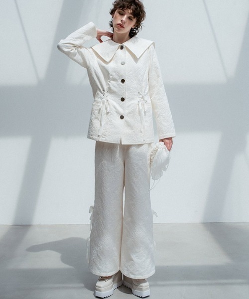HONEY MI HONEY（ハニーミーハニー）の「side ribbon jacquard pants（その他パンツ・レディース・ベージュ/ブラック/オフホワイト・FREE）」の6枚目の写真