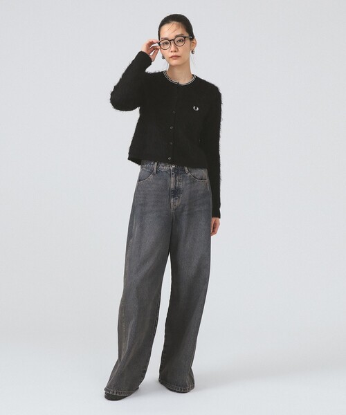 FRED PERRY ファー素材カーディガン UK 10 別注】FRED PERRY / Fluffy Crewneck Knit Cardigan（カーディガン