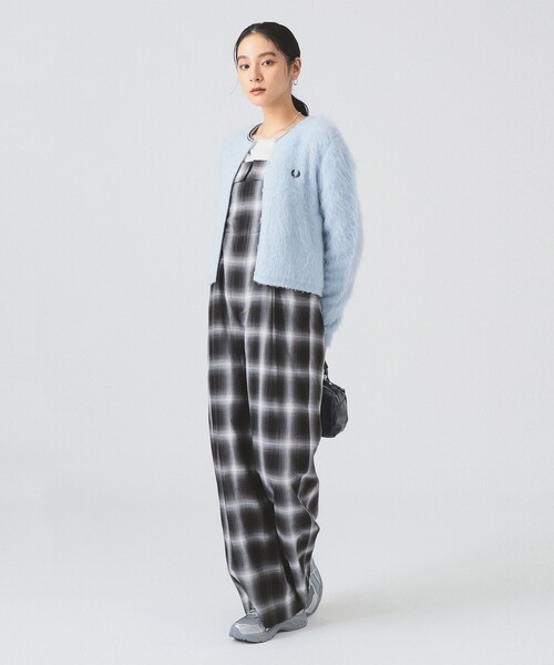 FRED PERRY ファー素材カーディガン UK 10 別注】FRED PERRY / Fluffy Crewneck Knit Cardigan（カーディガン