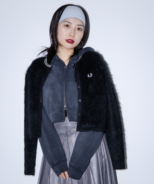 別注】FRED PERRY / Fluffy Crewneck Knit Cardigan（カーディガン