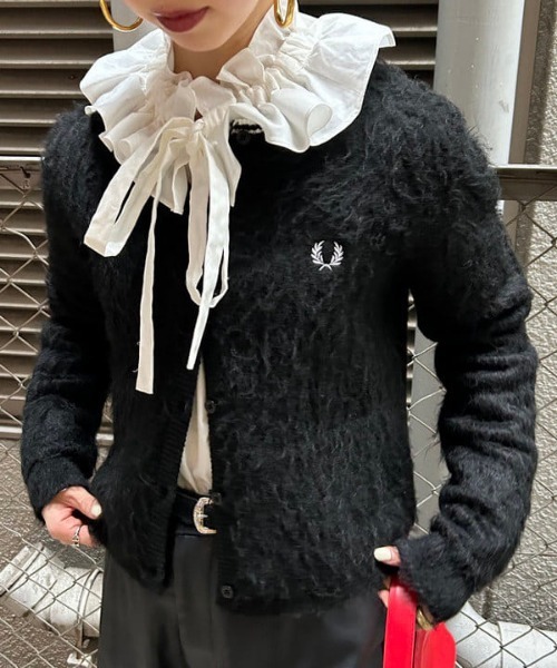 別注】FRED PERRY / Fluffy Crewneck Knit Cardigan（カーディガン